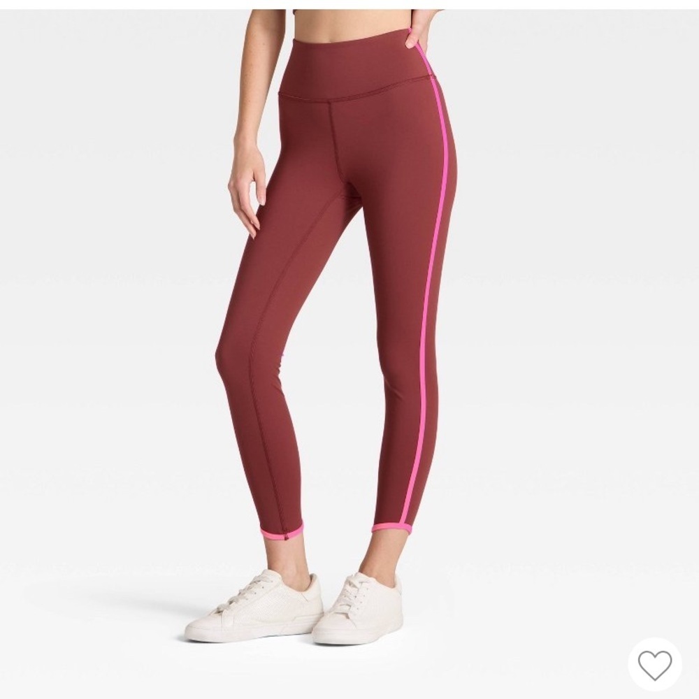 Women's High-Rise Contrast Piped 7/8
Leggings - JoyLab™ Burgandy/Pink  new 🆕